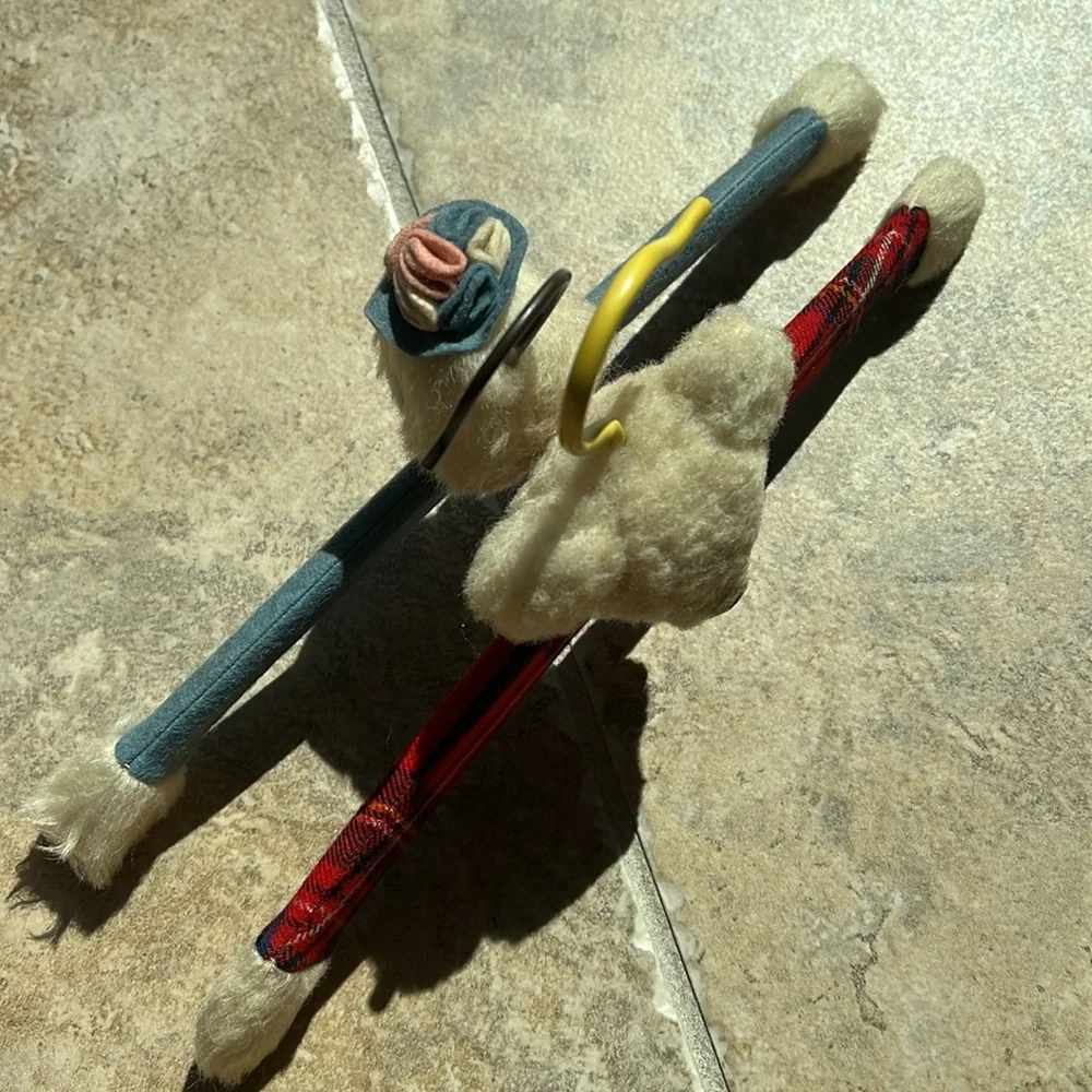 RARE Vintage Children Kids Clothing Coat Hanger Teddy Bear face 3D felt & duck